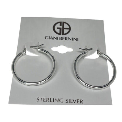 Sterling Silver Medium Hoop Earrings Chic Stylish Fashion Trendy Everyday Wear