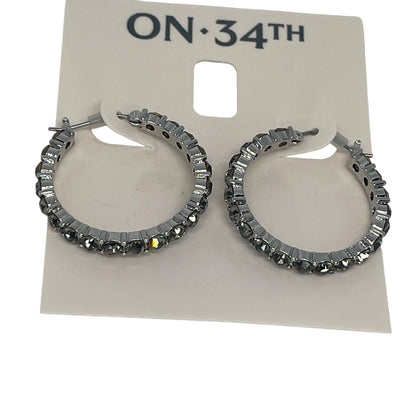 Silver Tone Crystal Hoop Earrings Elegant Chic Style Fashion Stunning Style NWT