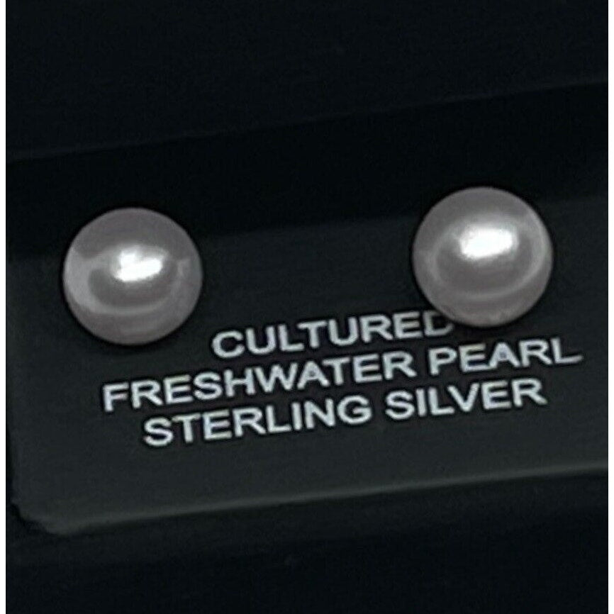 Pearl Earrings (8mm) Sterling Silver Chic Elegant Women's Fashion Style Stunning