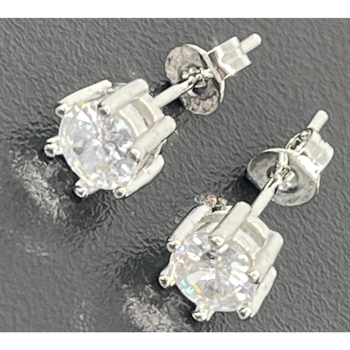 Moissanite Sterling Silver Solitaire Stud Earrings (.84 ct) Stunning Chic Trendy