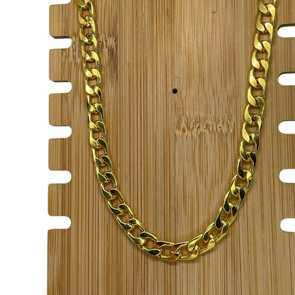 Thick Gold Plate Cuban Chain Necklace Mens 28” (8mm) Bling Flashy Everyday Wear