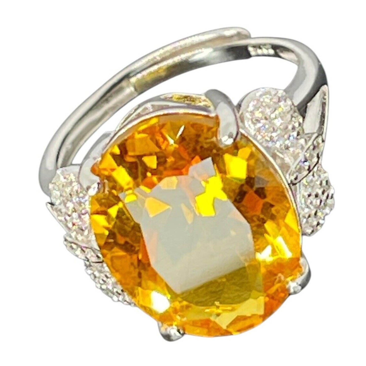 LUXY Gems Natural Citrine (10 cts) Sterling Silver Ring Luxury Fashion (Sz 6-10)