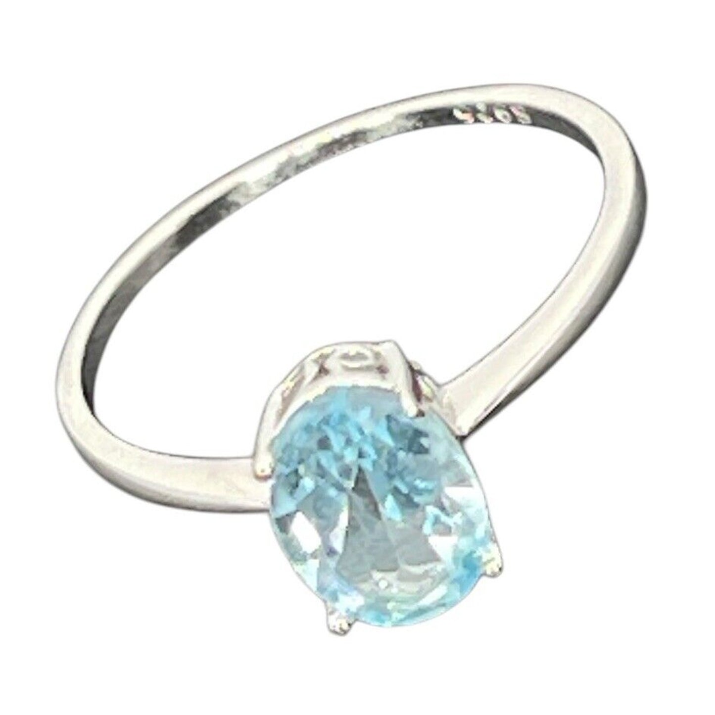 LUXY Gems Natural Blue Topaz Sterling Silver Ring (1.5 ct) Luxury Fashion (Sz 7)