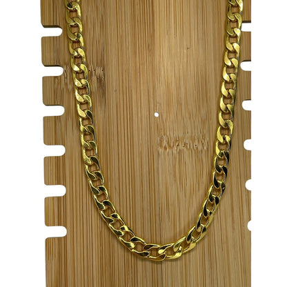 Thick Gold Plate Cuban Chain Necklace Mens 28” (8mm) Bling Flashy Everyday Wear