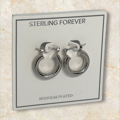 Rhodium Plated Hoop Earrings Shiny Stylish Fashion Chic Trendy Elegant Stunning