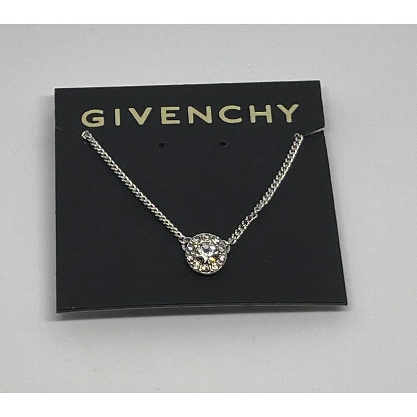 Givenchy Silver Plate CZ Necklace Stunning Luxury Chic Designer Elegant Stylish