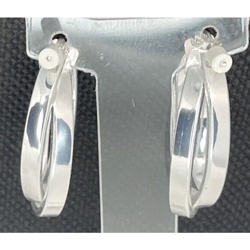 Sterling Silver Twist Hoop Earrings Crisscross Fashion Elegant Trendy Chic Style