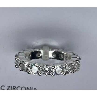 Silver Plated CZ Band Ring (Sz 6) Fashion Stylish Trendy Chic Shiny Stunning NWT