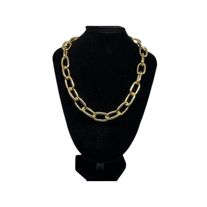 18K Gold Plated Wide Chain Necklace Statement Chic Trendy Fashion Stunning Bling