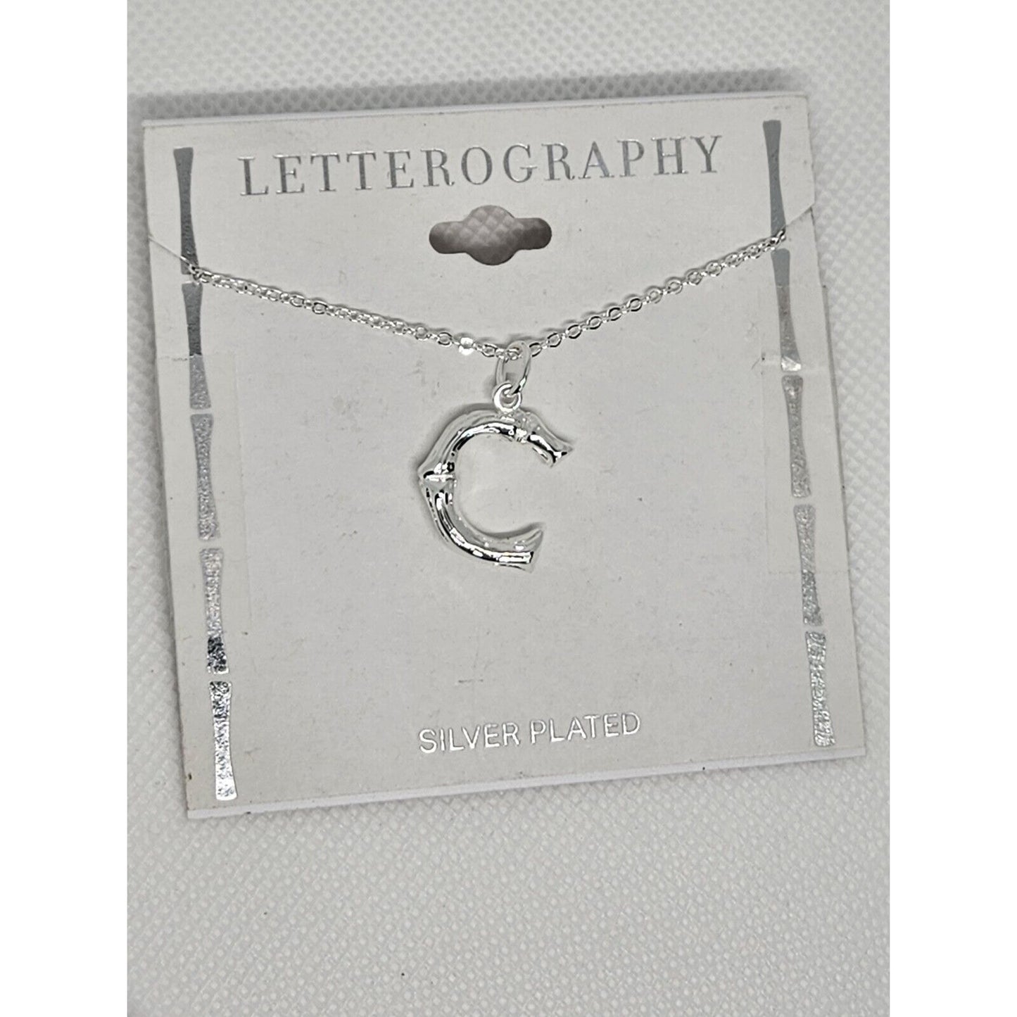 Silver Plated 'C' Initial Pendant Necklace Chic Stylish Fashion Shiny Trendy NWT