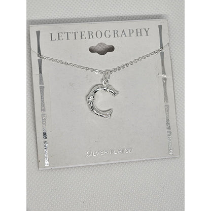 Silver Plated 'C' Initial Pendant Necklace Chic Stylish Fashion Shiny Trendy NWT