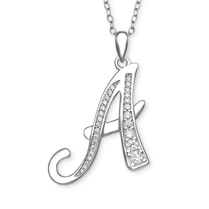 Sterling Silver CZ 'A' Initial Pendant Necklace Chic Holiday Xmas Ornament NWT