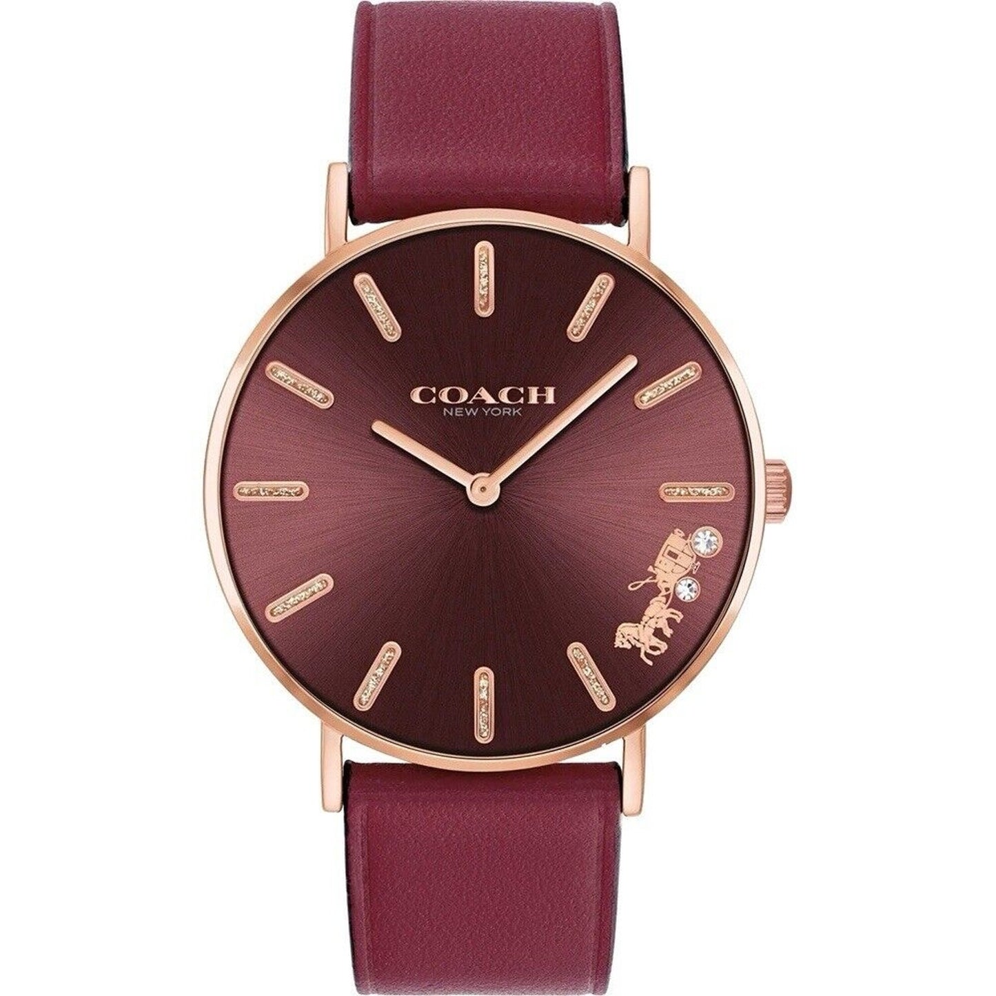 Coach Perry Luxury Watch Gold Tone Stainless Steel Genuine Leather Style Fashion