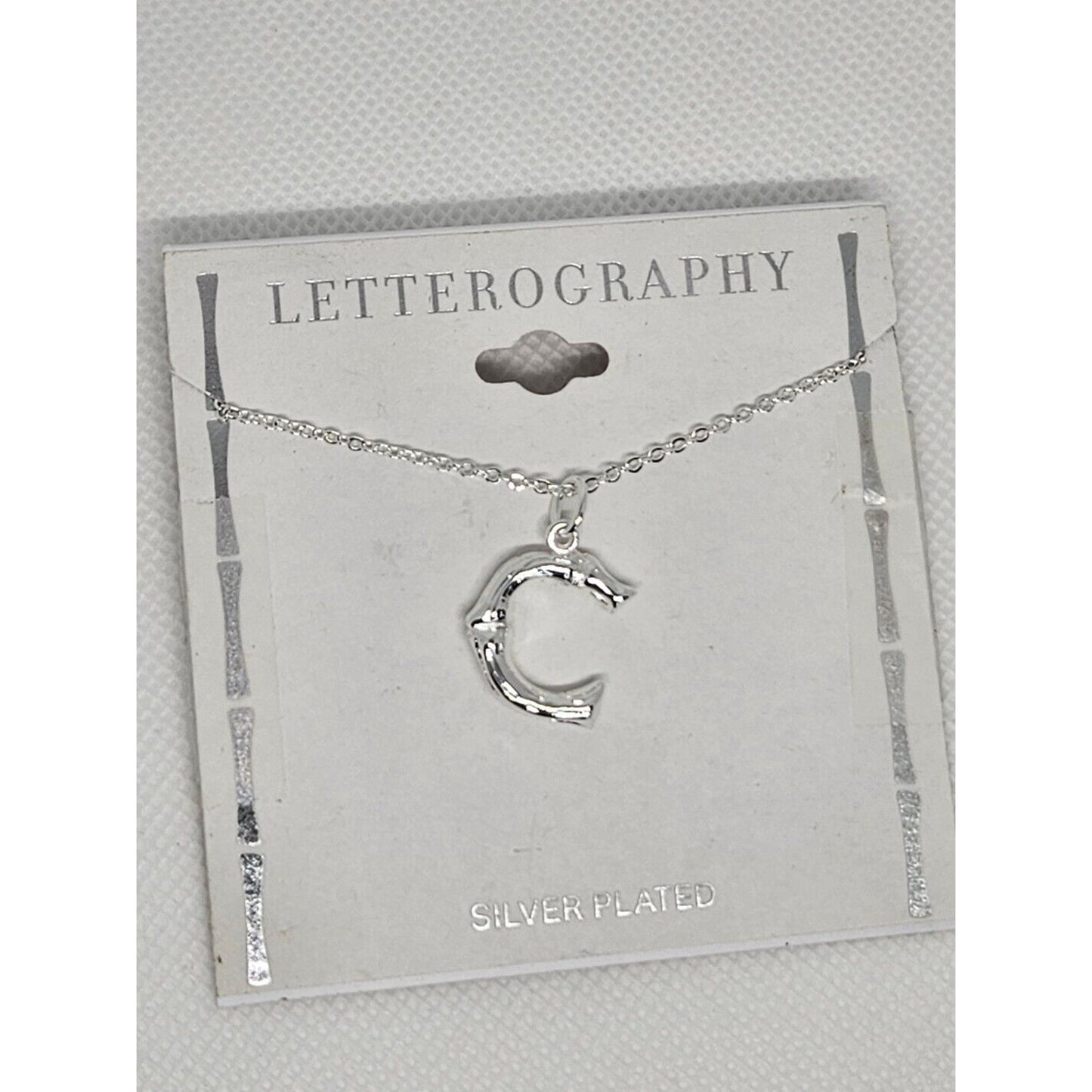 Silver Plated 'C' Initial Pendant Necklace Chic Stylish Fashion Shiny Trendy NWT