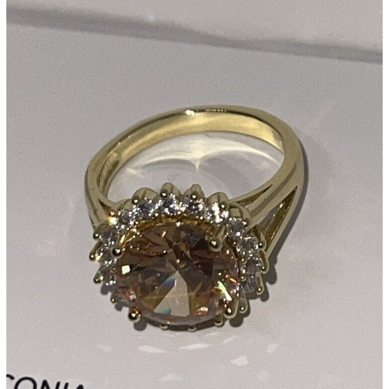 Gold Plated CZ Floral Ring Gold Plate (Sz 6) Stylish Fashion Trendy Elegant NWT