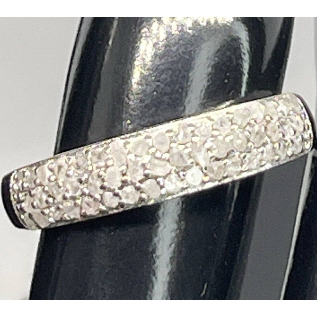 Natural Pave Diamond (1/2 ct) Sterling Silver Ring (Sz 7) Luxury Chic Trendy NWT