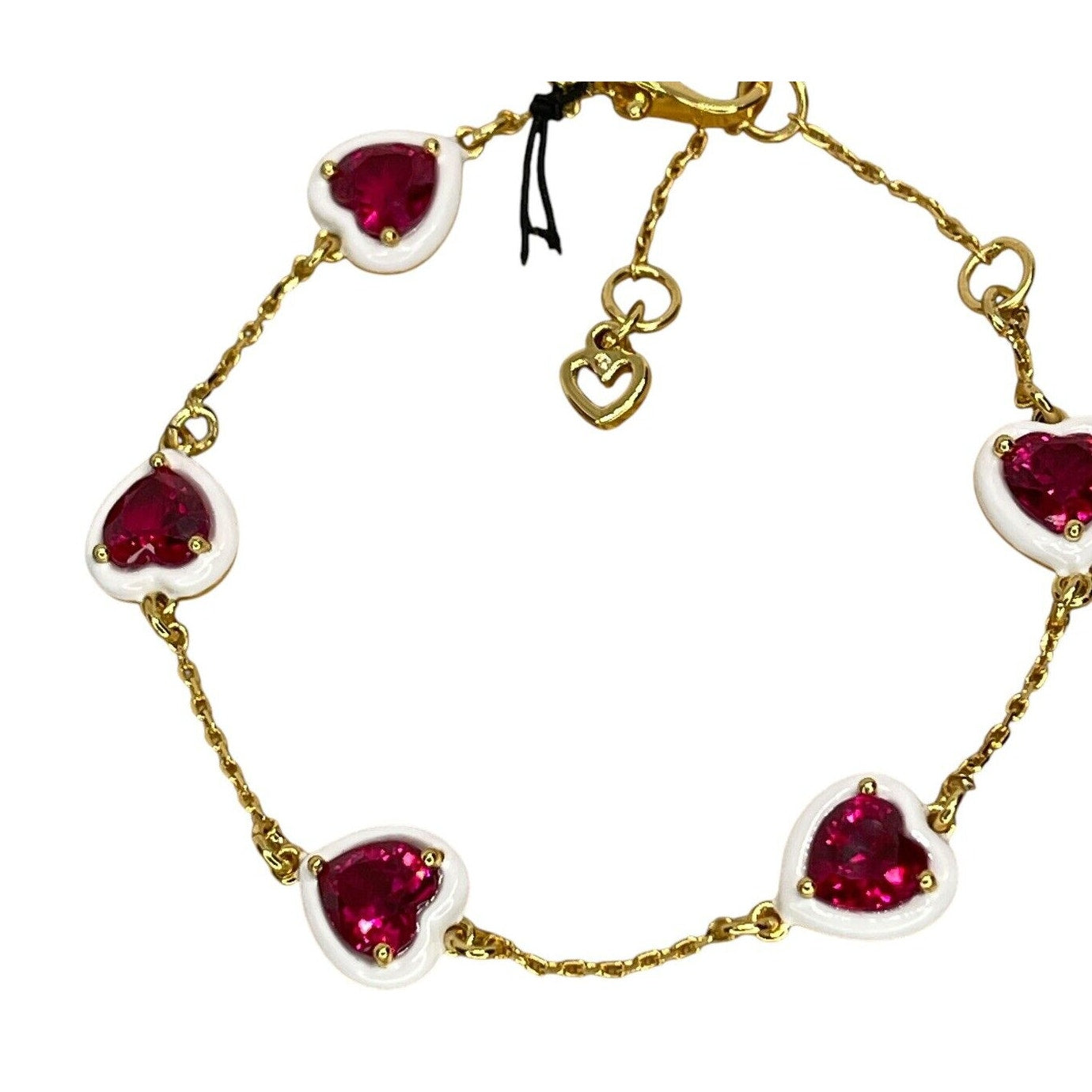 Kate Spade Gold Plated Crystal CZ Heart Charm Bracelet Trendy Chic Style Fashion