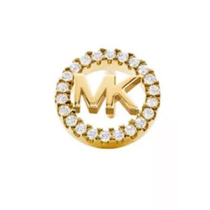 Michael Kors 14K Gold Vermeil CZ Hoop Earrings MK Logo Stud Luxury Trendy Chic