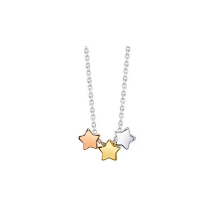 Unwritten Silver Plated Star Pendant Necklace Tri Tone Fashion Stylish Chic NWT