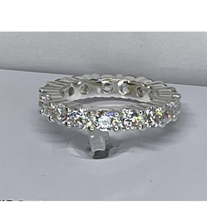 Silver Plated CZ Band Ring (Sz 6) Chic Stunning Elegant Fashion Style Trendy NWT