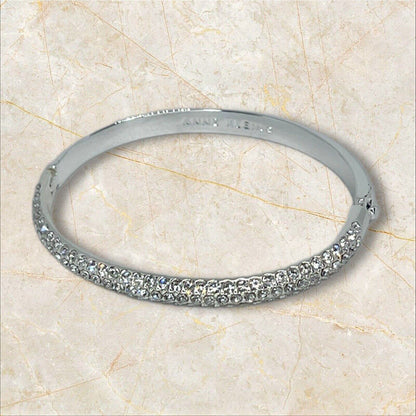 Anne Klein Silver Tone Crystal Bangle Bracelet Trendy Chic Stylish Fashion Shiny