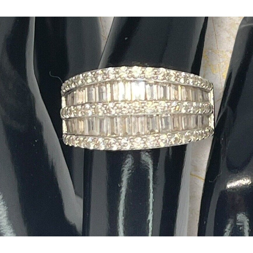 Sterling Silver Baguette CZ Ring (Sz 6) Stunning Trendy Fashion Elegant Chic NWT