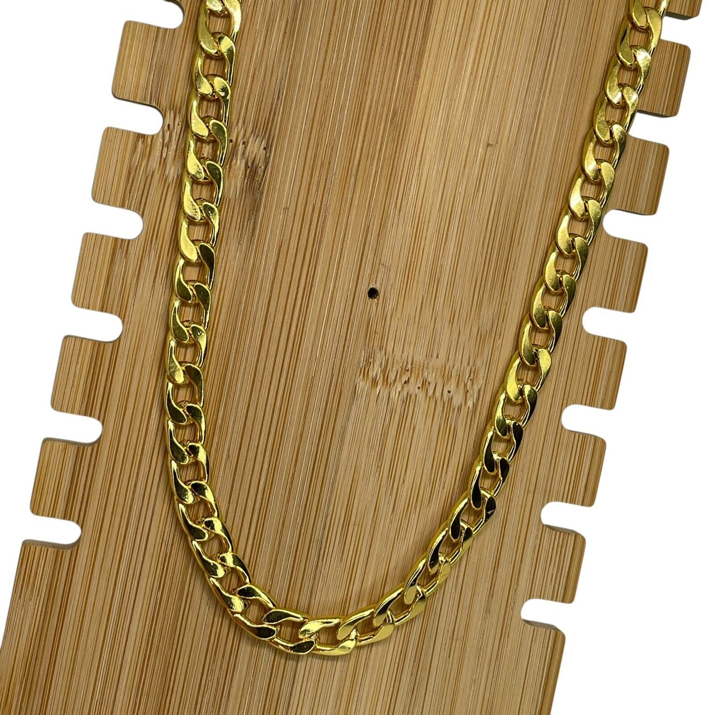 Thick Gold Plate Cuban Chain Necklace Mens 28” (8mm) Bling Flashy Everyday Wear