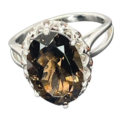 LUXY Gems Natural Smoky Quartz Sterling Silver Ring (5 ct) Luxury Fashion (Sz 7)