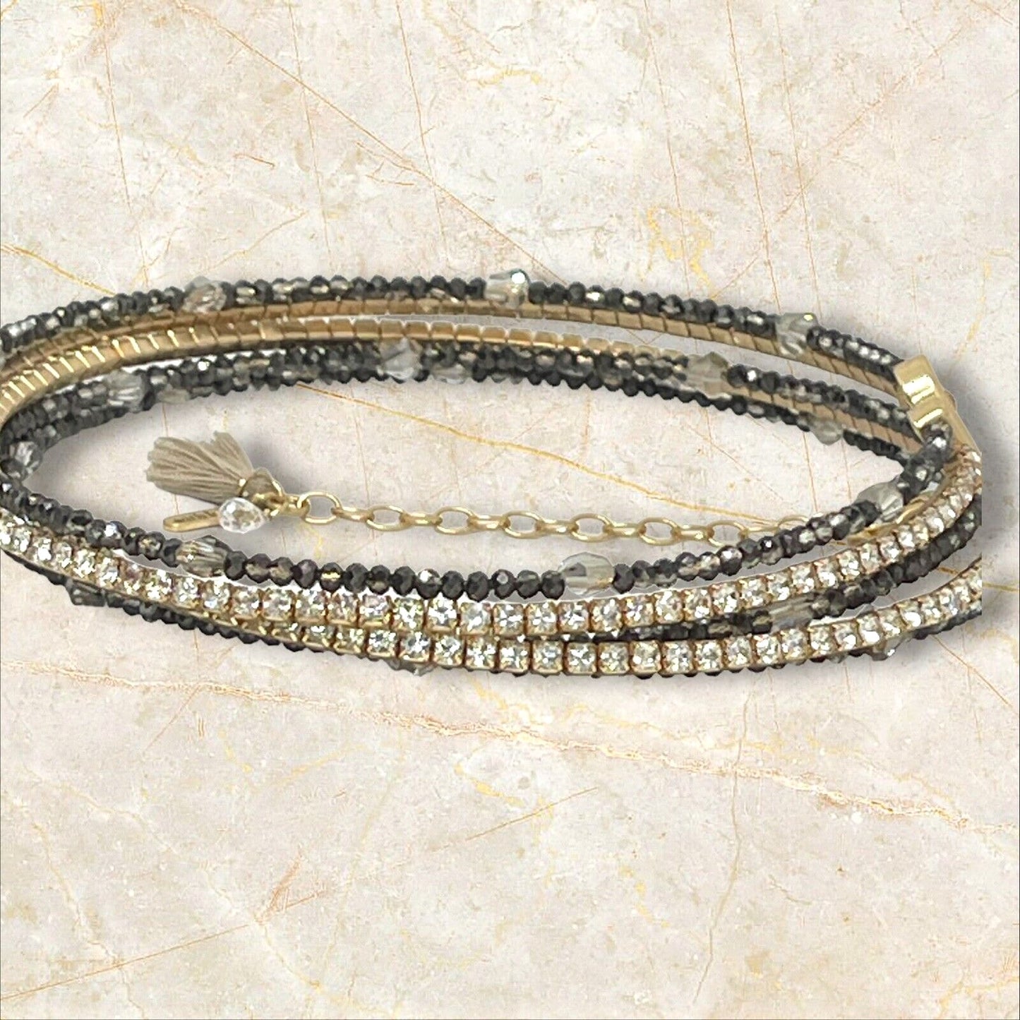 Lonna & Lilly Gold Tone Crystal Tennis Necklace Beaded Layered Chic Trendy Style