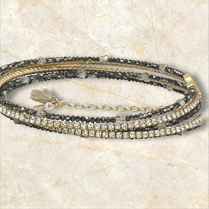 Lonna & Lilly Gold Tone Crystal Tennis Necklace Beaded Layered Chic Trendy Style