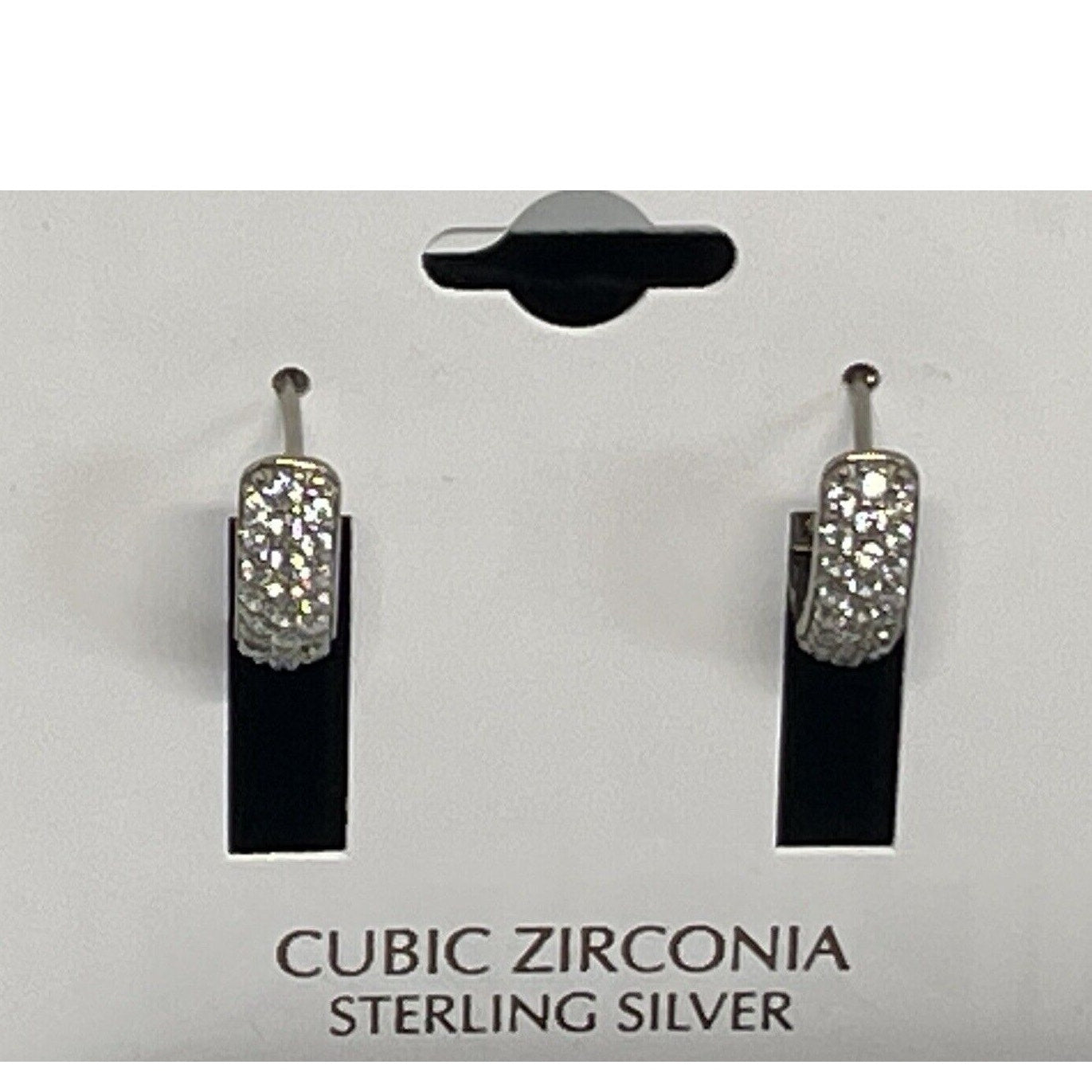 Sterling Silver CZ Huggie Hoop Earrings Stunning Chic Stylish Fashion Shiny NWT