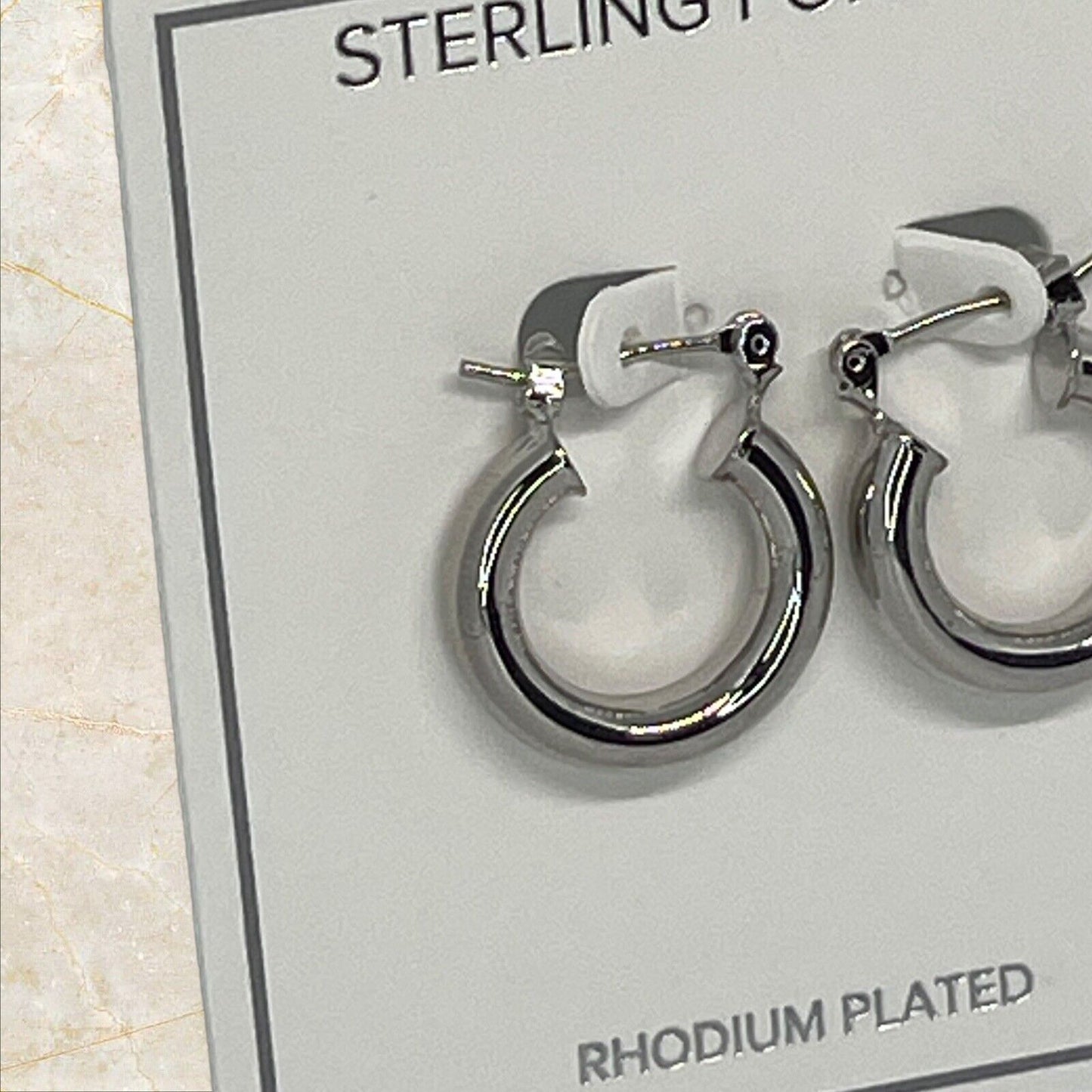 Rhodium Plated Hoop Earrings Shiny Stylish Fashion Chic Trendy Elegant Stunning