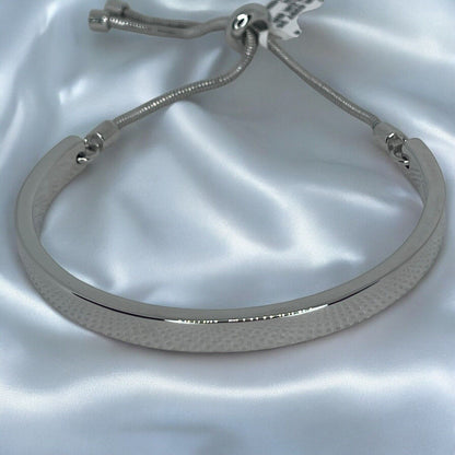 Silver Tone Bar Slider Bracelet Fashion Style Minimal Everyday Wear Elegant NWT