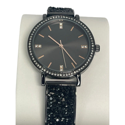 Black Tone Crystal Watch Druzy Stone Women's Trendy Fashion Stunning Style Vday