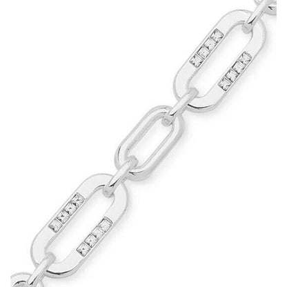 Anne Klein Silver Tone Crystal Chain Link Bracelet Style Chic Trendy Shiny NWT