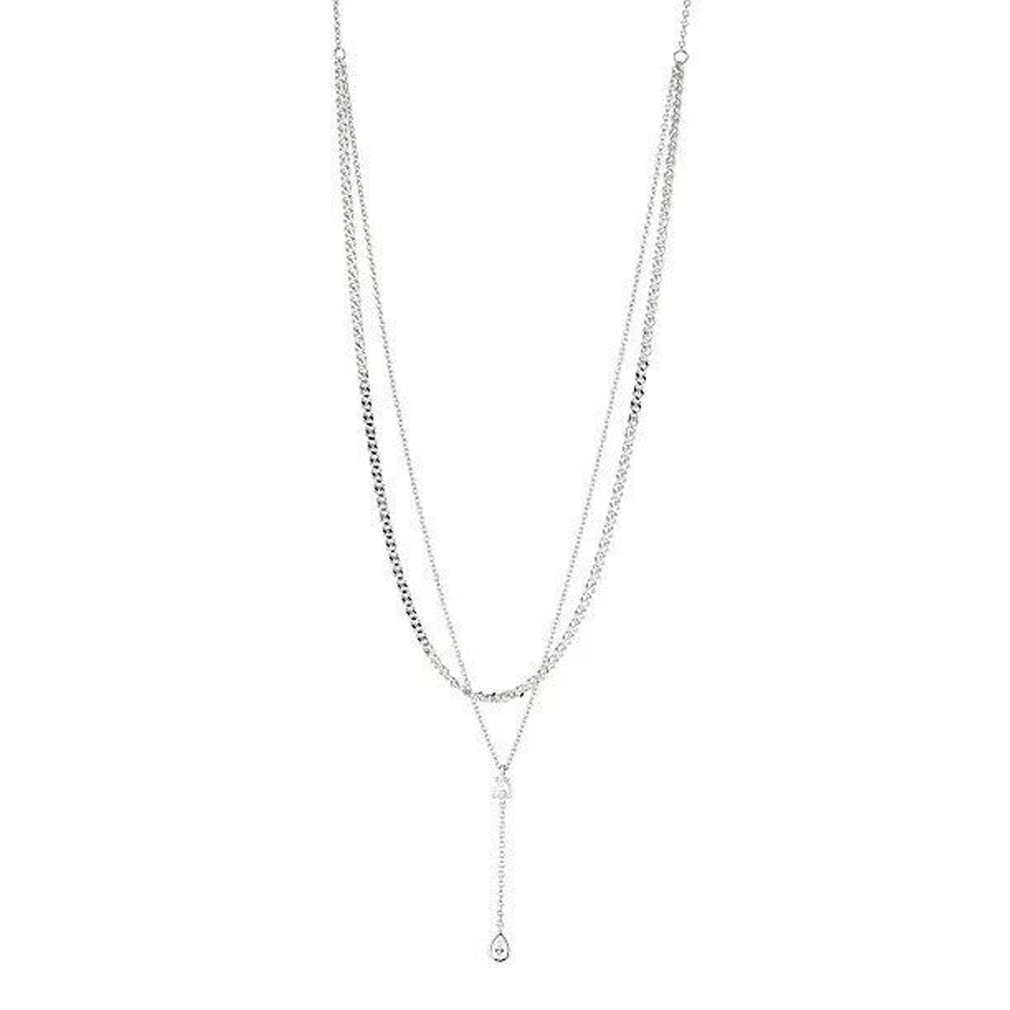 Eliot Danori Silver Tone Teardrop Layered Necklace Fashion Style Intricate Chic