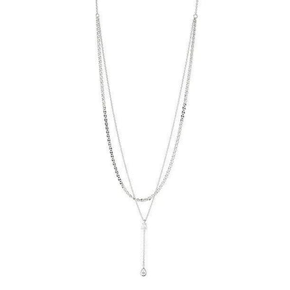 Eliot Danori Silver Tone Teardrop Layered Necklace Fashion Style Intricate Chic