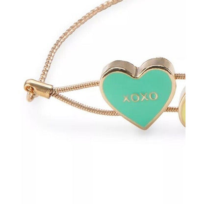 Gold Tone Triple Heart Bolo Bracelet Xoxo Stylish Fashion Trendy XOXO NWT Vday