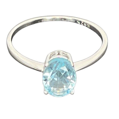 LUXY Gems Natural Blue Topaz Sterling Silver Ring (1.5 ct) Luxury Fashion (Sz 7)