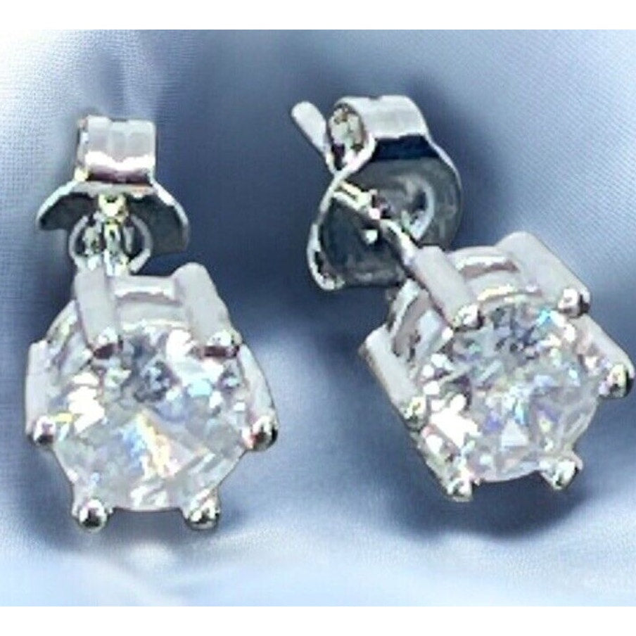 Moissanite Sterling Silver Solitaire Stud Earrings (.84 ct) Stunning Chic Trendy