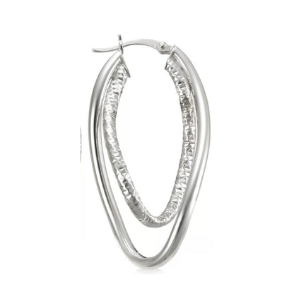 Sterling Silver Textured Twist Hoop Earrings Chic Trendy Fashion Intricate Style