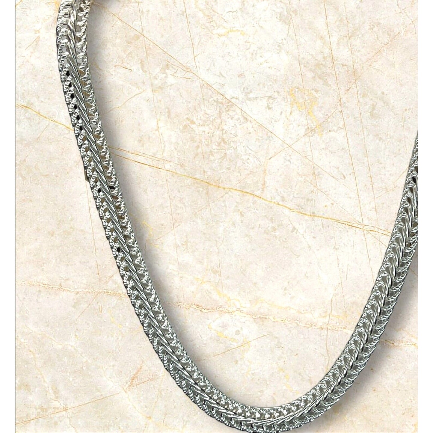 Silver Plated Textured Chain Necklace Chic Fashion Stylish Trendy Minimal NWT