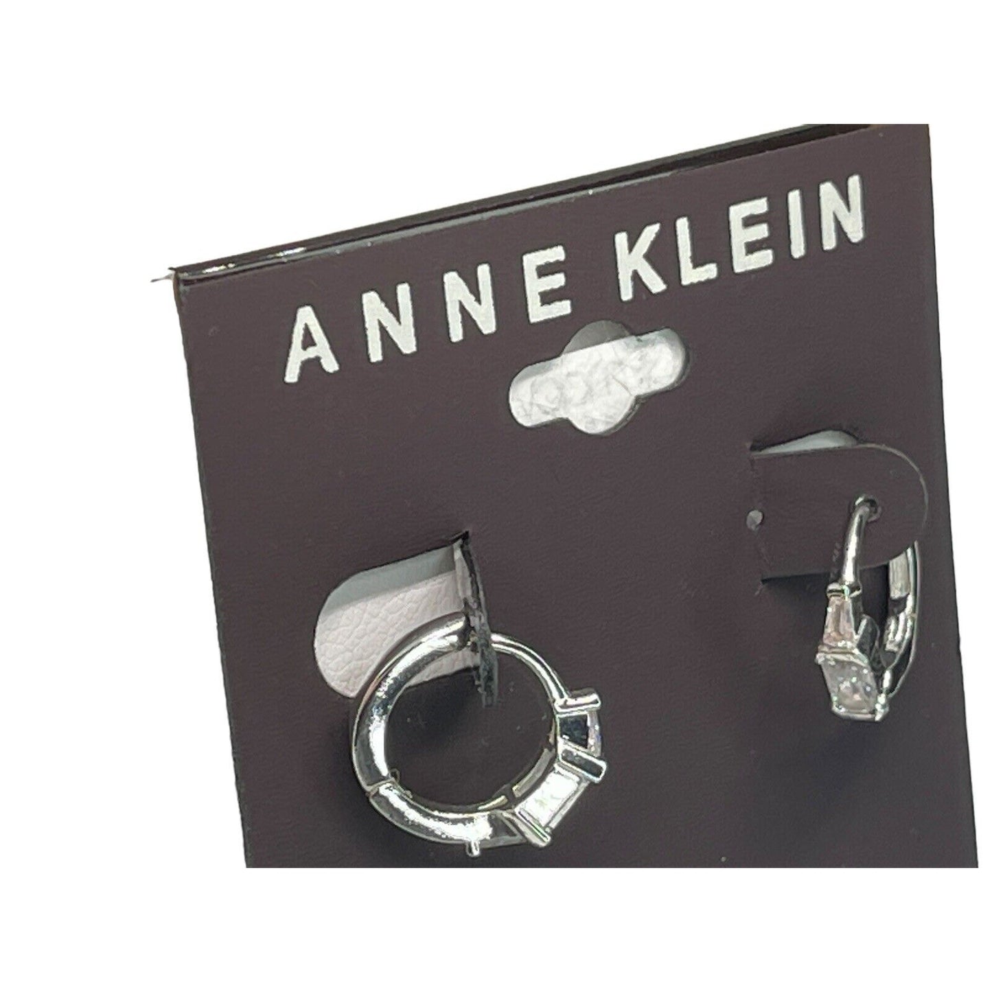 Anne Klein Silver Tone CZ Hoop Earrings Chic Stylish Shiny Fashion Stunning NWT