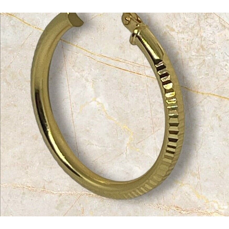 18K Gold Vermeil Textured Hoop Earrings Chic Minimal Everyday Wear Fashion Style