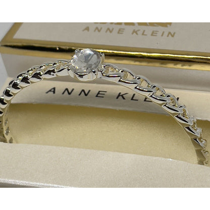 Anne Klein Silver Tone Crystal Chain Bangle Bracelet Chic Fashion Trendy Stylish