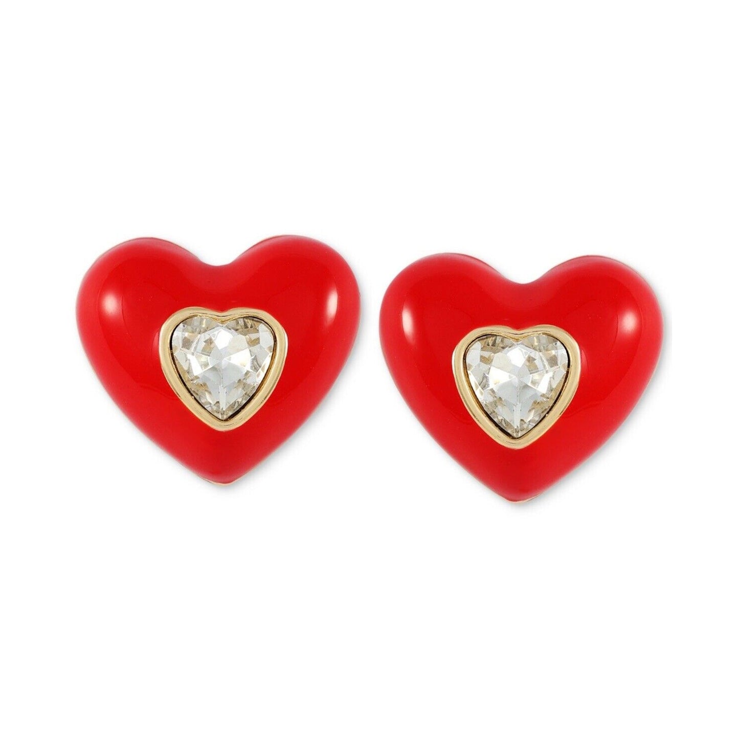 Guess Gold Tone Crystal Heart Earrings Chic Stylish Fashion Trendy Elegant Vday