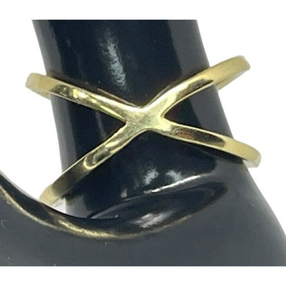 18K Gold Vermeil Crisscross CZ Ring (Sz 9) Chic Stylish Fashion Trendy Cocktail