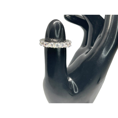 Silver Plated CZ Band Ring (Sz 7) Chic Stylish Trendy Fashion Elegant Stunning