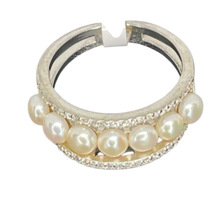 Pearl (4mm) Sterling Silver Ring Sz 7 Stunning Luxury Elegant Fashion NWT Vday