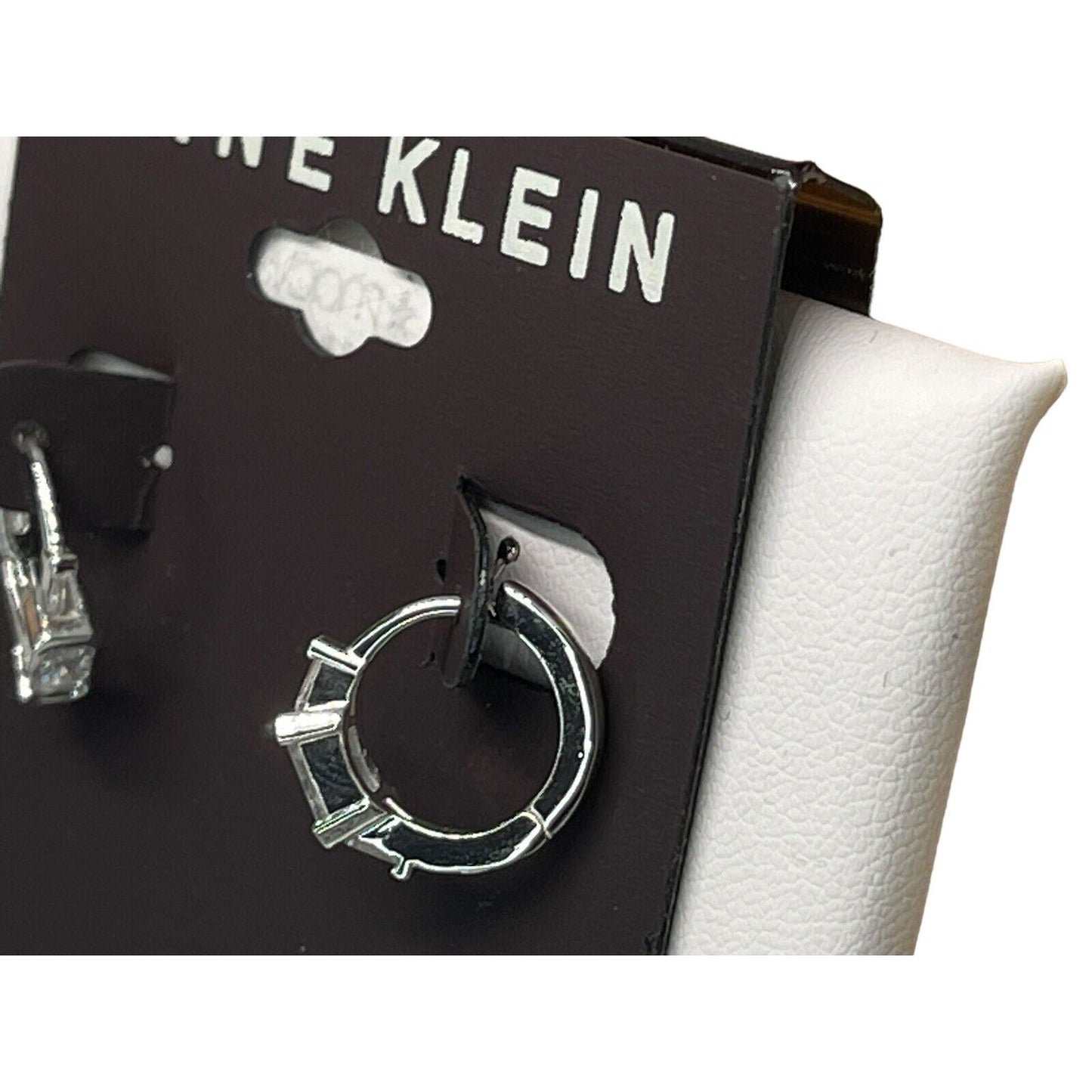 Anne Klein Silver Tone CZ Hoop Earrings Chic Stylish Shiny Fashion Stunning NWT